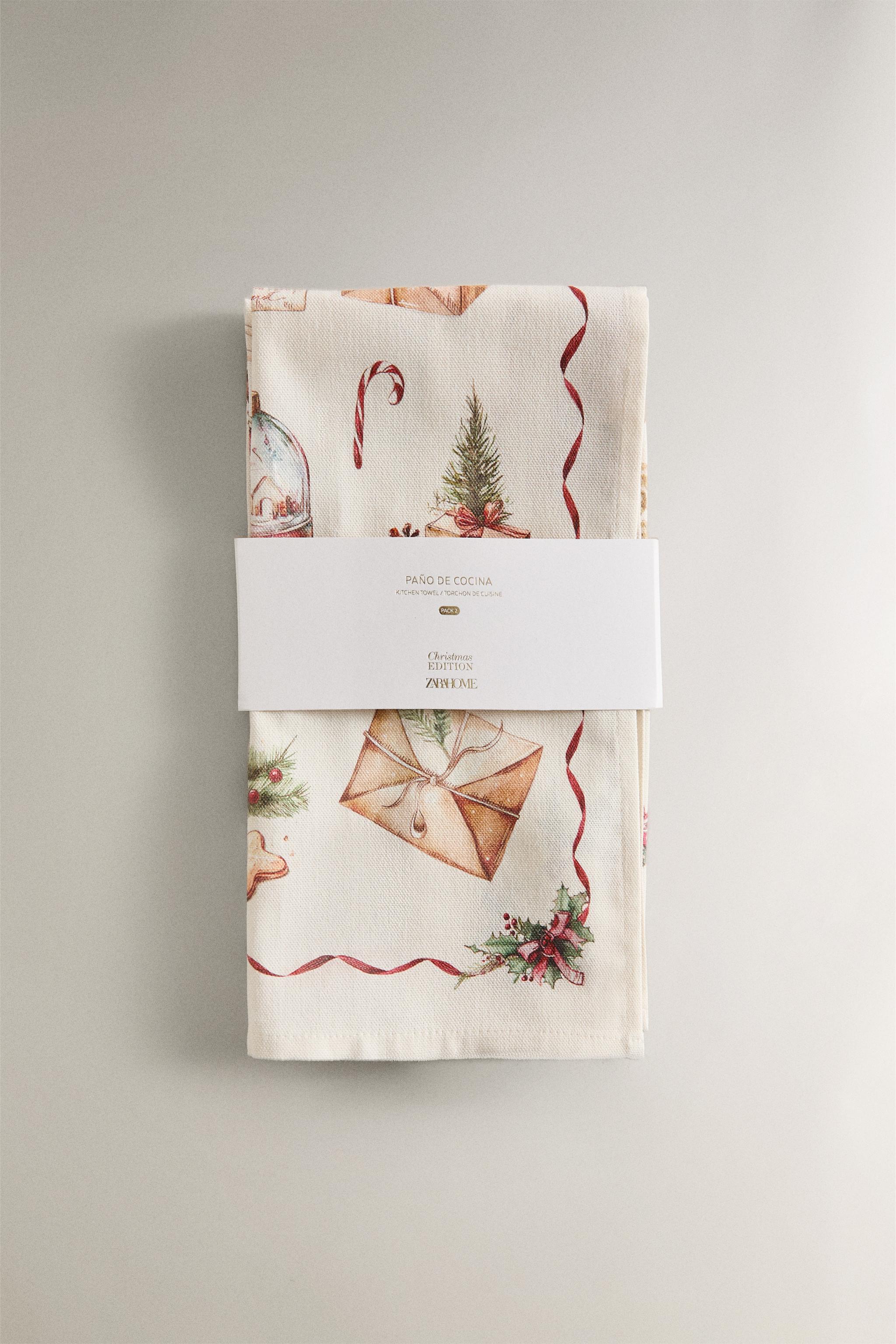 SET OF CHRISTMAS PRINT COTTON KITCHEN TOWELS (SET OF 2)